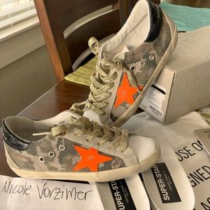 Golden Goose Camo Black Croc Orange Superstars ⭐️ 37